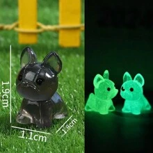 全新创意微型树脂夜光法国斗牛犬批发 DIY 工艺用品草坪苔藓景观材料，彩色夜光动物家居装饰，儿童礼物 - 多种颜色