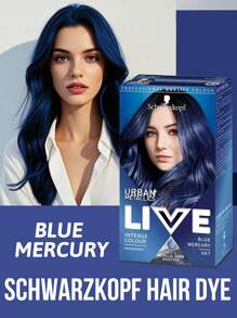 Schwarzkopf Live Hair Dye BLUE MERCURY，高显色度，颜色丰富多样，颜色持久，颜色均匀，专业色彩品质