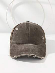1 Stück einfarbige, abgenutzte, perforierte, gewaschene Baseballkappe, geeignet für Frühling & Sommer, atmungsaktiv, mit UV-Schutz