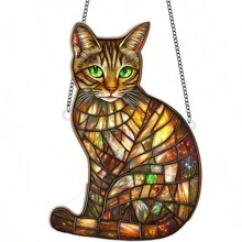 1pc, 2D Flat Acrylic, Tabby Cat Sun Catchers Window Hanging Garden Suncatchers(8''x5.5''), Pet Acrylic Window Hanging Suncatchers, Housewarming Gifts New Home, Window Garden Porch Bedroom Office Home Decorations Outdoor Patio Decorate