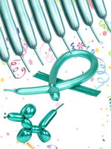 20pcs Metal Long Tube Magic Latex Balloons, DIY Animal Bouquet Creative Shape Latex Balloons For Wedding Birthday Party Decoration - 彩色 - 查看 8
