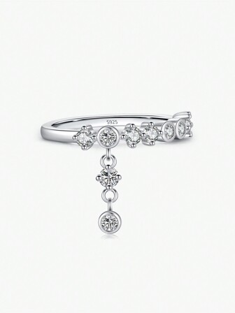  MODIAN 925 Sterling Silber hochmoderner funkelnd runder Zirkonia Charm Fingerring für Frauen Party Feiner Schmuck