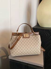 Dedoo Bolsos de diseño de doble cara de estilo retro europeo de moda para damas, fabricados con materiales personalizados resistentes a los arañazos, regalo ideal para vacaciones, bolso para madres de mediana edad, de gran capacidad para satisfacer el uso diario de viajes y compras, se puede llevar al hombro o cruzado, bolso de moda elegante para mujeres