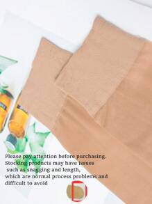 2pairs Solid Over The Calf Socks, Cozy - Apricot - View 11