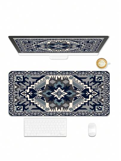 Alfombrilla de ratón grande con bordes cosidos, almohadilla de mesa con diseño, almohadilla extendida para teclado, base de goma antideslizante, adecuada para teclado y almohadilla de ratón.