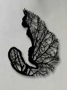 1 pièce Sculpture murale en forme de chat en fer - Décoration murale en métal d'intérieur et d'extérieur pour salon, patio, jardin - Décoration polyvalente pour la maison, sans alimentation électrique, idéale pour la décoration de la pièce