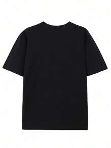 (220g Pure Cotton T-Shirt)  Men's Summer Round Neck Short Sleeved Casual Pure Cotton Print FAITH OVER FEAR - 黑色 - 查看 2