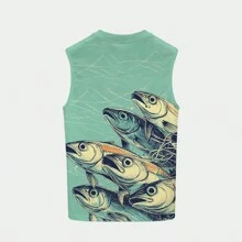 夏季新款男士 3D 数码鱼群印花舒适休闲短裤 - 彩色 - 查看 2