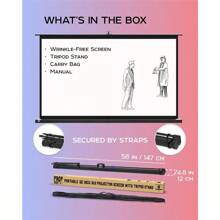 PropVue Projector Screen With Stand 60 Inch - Indoor And Outdoor Projection Screen For Movie Or Office Presentation - 16:9 HD Premium Wrinkle- Tripod Screen - Black-60Inch16:9AspectRatio - View 9