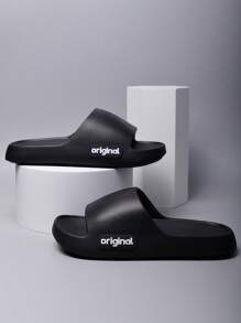 TIKP 男女通用 EVA 拖鞋 - 休闲圆头厚底拖鞋，防滑舒适鞋，适合室内/室外使用，快干，轻便，耐用，适合所有季节 - 黑色 - 查看 3