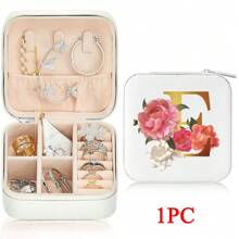 Black 26 Letter Printed White Travel Jewelry Box Jewelry Travel Storage Bag Small Jewelry Box Bridesmaid Gift Box Mini Storage Box