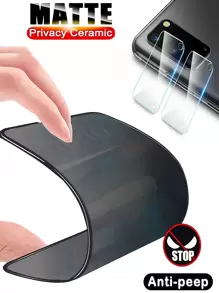 4-In-1 Set: 2 Pcs Matte Anti-Spy Soft Ceramic Film + 2 Pcs Camera Lens Glass Protector, Compatible With IPhone/ Galaxy//Redmi//Honor/OPPO, No Bubbles, Easy Application, Hardness Scratch Resistant, Fingerprint Resistant, Preventing Peeping, Privacy Soft Film - 4in1 - View 2