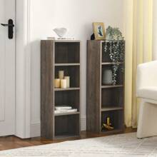 8-Tier Media Tower Rack, CD DVD Slim Storage Cabinet With Adjustable Shelves, Tall Narrow Bookcase Display Bookshelf For Home Office,Multi-Functional Double-Decker Bookcase