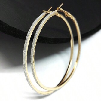 2 件女士夸张纹理环形耳环，派对配饰