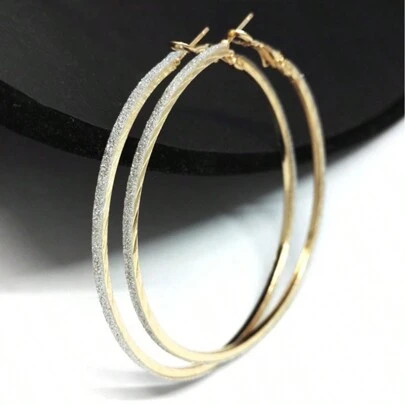 2 件女士夸张纹理环形耳环，派对配饰