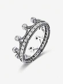 1 pièce Bague en argent sterling entièrement sertie de zircone brillante, convenant aux hommes et aux femmes, assortie aux tenues quotidiennes et aux accessoires de fête. Bague de haute qualité en bijoux fins, cadeau