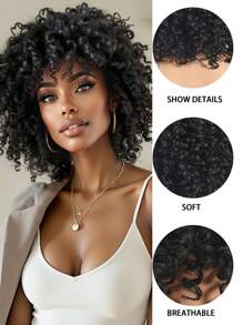 Fluffy Little Curl Wig Black 12-Inch Short Curl Wig Synthetic Heat Resistant Fiber Wig Ladies Wig Perfect For Holiday Travel Family Gatherings Everyday Wear Use - 黑色 - 查看 8