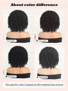 Fluffy Little Curl Wig Black 12-Inch Short Curl Wig Synthetic Heat Resistant Fiber Wig Ladies Wig Perfect For Holiday Travel Family Gatherings Everyday Wear Use - 黑色 - 查看 10