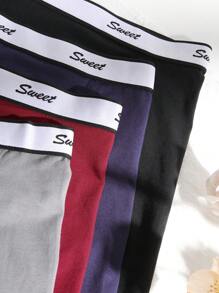 4 Pack Multi-Color Cotton High Waist Long-Leg Boyshorts Women's Briefs