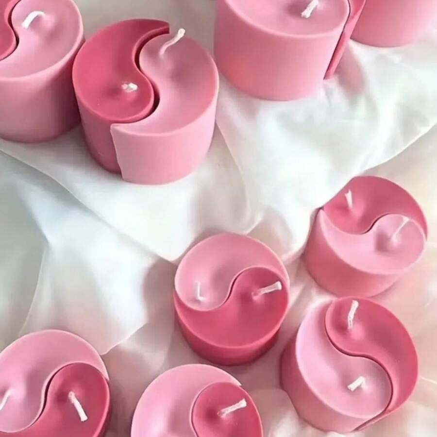 太极阴阳蜡烛硅胶模具 DIY 手工皂环氧树脂粘土铸造艺术工艺品石膏模具用于蜡烛制作礼品派对用品家居装饰 - 彩色 - 查看 1