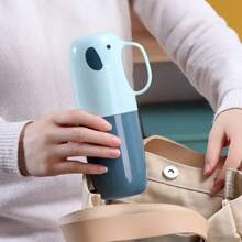 便携式旅行牙刷套装 - 紧凑型收纳盒，内置牙膏盒、漱口杯和塑料浴室必备配件，适合商务旅行、露营、学校和家庭使用