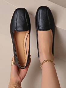 Damskie mokasyny casualowe, wsuwane, modne, wygodne, płaskie buty z kwadratowym noskiem na wiosnę i jesień