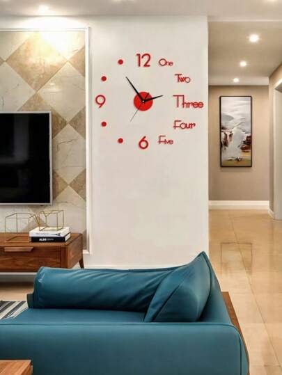 DIY Glow In The Dark Wand Clock, Creative Letter Sticker ative Functional Living Room, Bedroom, Dining Bar, Easy Installation Home Room view 11