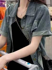Short Denim Jacket Designed Niche Women's Thin Vintage Top