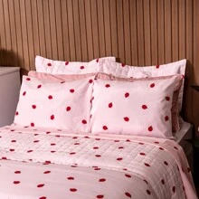 Essencialle 2-Piece Single Sheet Set Cotton 160 Thread Count With Elastic - Ladybird - View 4