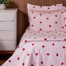 Essencialle 2-Piece Single Sheet Set Cotton 160 Thread Count With Elastic - Ladybird - View 6