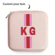 Custom Shadow Letter Striped Travel Jewelry Box - Fashionable Faux Leather Jewelry Storage Bag, Suitable For Rings, Earrings, Necklaces | Perfect Gift For Women, Ideal For Bridal Showers And Engagement Gifts.