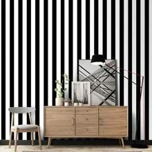 1 rouleau de papier peint amovible adhésif noir et blanc/rose et blanc rayé, en vinyle - résistant à l'eau, anti-moisissure, style moderne convenant pour la chambre, le salon, la salle à manger, le bureau à domicile, le renouvellement de meubles