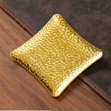金色高档合金杯垫锡杯架创意杯垫茶具配件金属杯垫防烫隔热杯垫，适用于家庭茶室办公室茶区酒店大堂VIP接待室节日接待亲友 - 彩色 - 查看 19