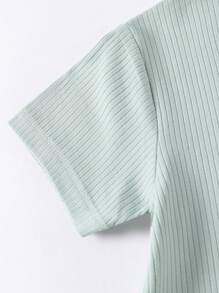 Conjunto de 2 piezas de pelele de bebé niña de fibra de bambú con costillas gruesas y cremallera, suave, transpirable, amigable con la piel, alta elasticidad, conjunto de 2 piezas de costillas gruesas en unicolor, pelele casual de manga corta con cubierta de pie convertible