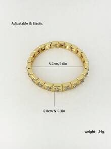 1pc Fashionable Minimalist Star Rhinestone Cubed Elastic Bracelet, Adjustable Size Suitable For Men & Women, Daily Wear & Party - Star Stretch Bracelet - View 5