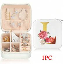 Black 26 Letter Printed White Travel Jewelry Box Jewelry Travel Storage Bag Small Jewelry Box Bridesmaid Gift Box Mini Storage Box