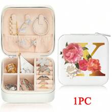 Black 26 Letter Printed White Travel Jewelry Box Jewelry Travel Storage Bag Small Jewelry Box Bridesmaid Gift Box Mini Storage Box