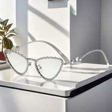 新款猫眼钻石时尚眼镜个性化全金属几何三角形手工星形钻石眼镜