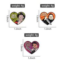 1pc English European And American Film And Television Peripheral Horror Style Love Brooch Metal Badge Pin For Clothes Bag Charm School