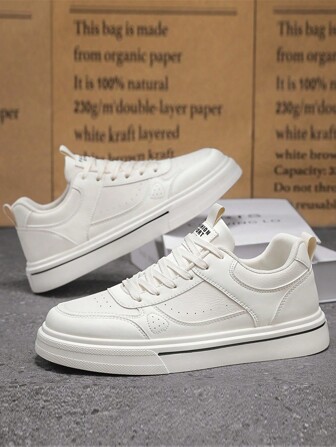 男士休闲运动鞋，春季新款，厚底增高防滑耐磨，男士滑板鞋，PU皮防水防油，男士皮鞋软底轻便舒适，男士滑板鞋户外工作办公室正装日常通勤，简约风格男鞋