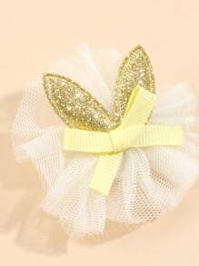 2 件装网状发夹，适合女孩青少年可爱闪光兔耳朵装饰发夹鳄鱼夹精致发饰 - 彩色 - 查看 9