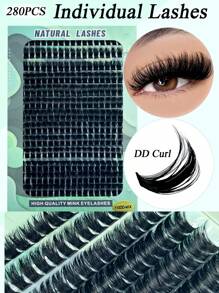 280PCS Lash Clusters Kit 110D D Curl Eyelash Extensions Volume Cluster Lashes 10-16mm DIY Eyelashes Pack With Lash Applicator Lash Bond And Seal And Tweezer - Black - View 2