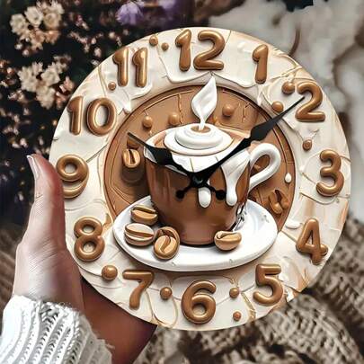 1 件 20X20cm 圆形金属墙饰 - 金属牌匾适用于厨房、卧室、酒吧装饰 - 独特设计，易于悬挂，适合家庭、办公室或礼物，“不是真正的时钟，不是电子的”