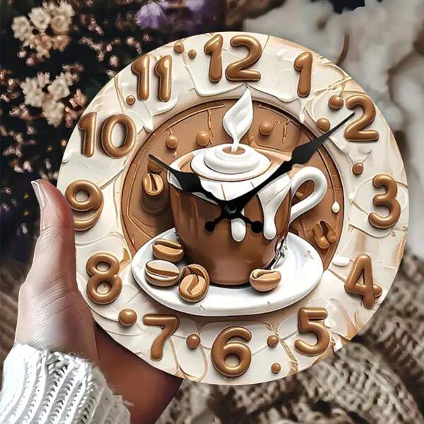 1 件 20X20cm 圆形金属墙饰 - 金属牌匾适用于厨房、卧室、酒吧装饰 - 独特设计，易于悬挂，适合家庭、办公室或礼物，“不是真正的时钟，不是电子的”