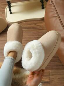 Nowe, jednokolorowe, ocieplane kapcie ze sztucznego futra, damskie i męskie, grube podeszwy, ciepłe buty śnieżne na zimę, puszyste kapcie