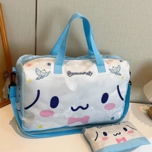 Sanrio Borsa da viaggio all'aperto stile carino e conveniente, borsa a mano con motivo Kuromi, può essere fissata al retro della valigia, adatta per la scuola