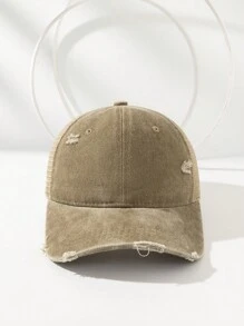 1 Stück einfarbige, abgenutzte, perforierte, gewaschene Baseballkappe, geeignet für Frühling & Sommer, atmungsaktiv, mit UV-Schutz