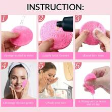 20pcs -Riendly Compressed Facial Sponge Kit - Natural Exfoliating Pads For Sensitive Skin - Reusable Makeup Remover & Gentle Facial Cleanser - Pink - View 3