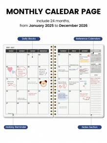 Planificador mensual 2025-2027, planificador mensual de 2 años, de JULIO.2025 a JUNIO.2027, 5.6" X 8.0", planificador mensual simple con encuadernación espiral, perfecto para el horario escolar y de oficina, útiles escolares color turquesa
