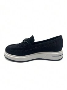 Mocassins compensés polyvalents, simples et décontractés pour femmes - Noir - Voir 4